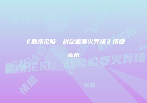 《危情沦陷：战总追妻火葬场》情感解析
