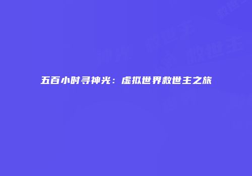 五百小时寻神光：虚拟世界救世主之旅