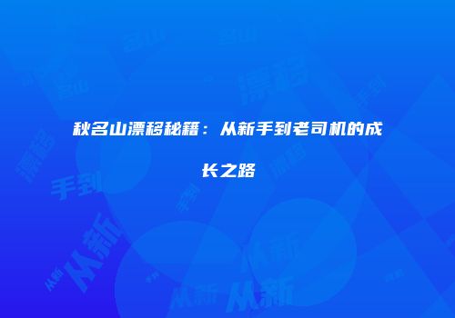 秋名山漂移秘籍:从新手到老司机的成长之路