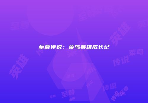 至尊传说:菜鸟英雄成长记