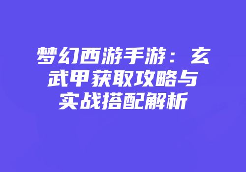 梦幻西游手游：玄武甲获取攻略与实战搭配解析
