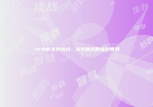 72小时生存挑战：游戏背后的生存智慧