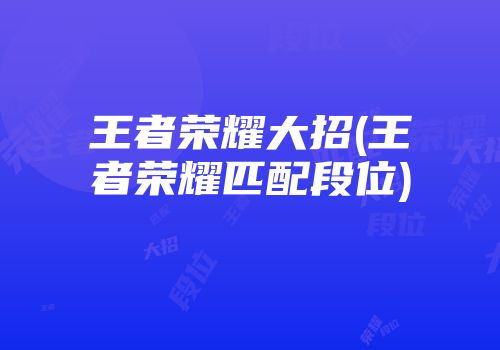 王者荣耀大招(王者荣耀匹配段位)