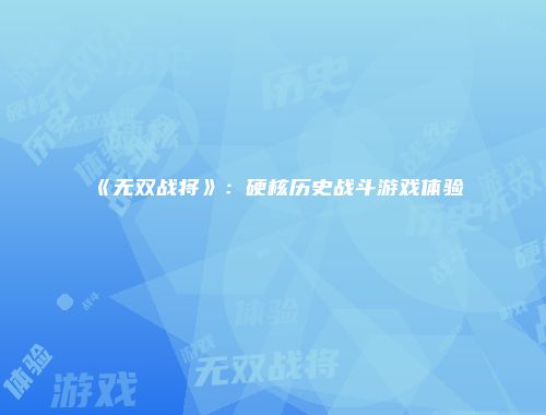 《无双战将》：硬核历史战斗游戏体验