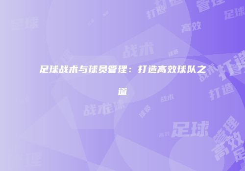 足球战术与球员管理:打造高效球队之道