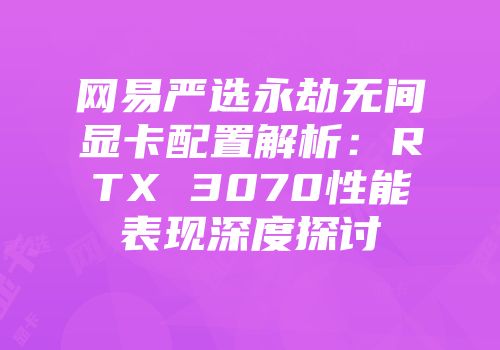 网易严选永劫无间显卡配置解析：RTX 3070性能表现深度探讨