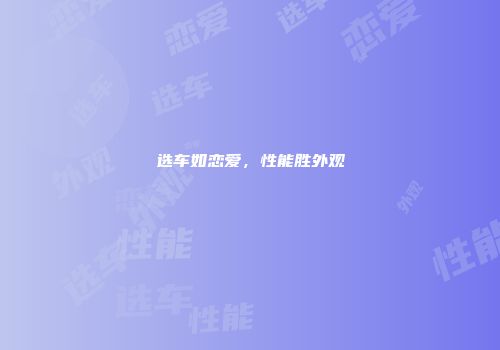 选车如恋爱,性能胜外观