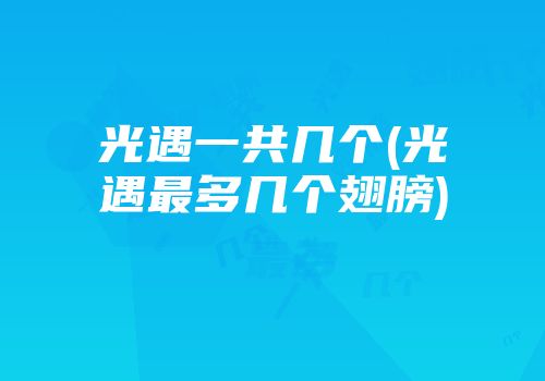 光遇一共几个(光遇最多几个翅膀)