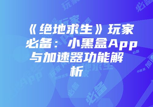 《绝地求生》玩家必备：小黑盒App与加速器功能解析