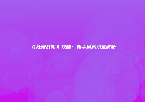 《狂暴战机》攻略：新手到高阶全解析