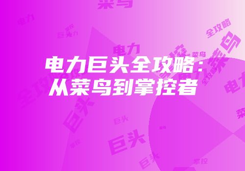 电力巨头全攻略：从菜鸟到掌控者