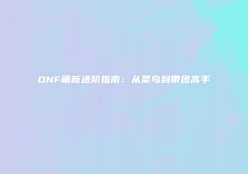 DNF萌新进阶指南:从菜鸟到带团高手