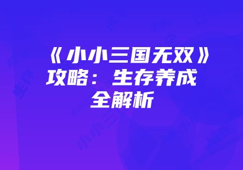 《小小三国无双》攻略:生存养成全解析