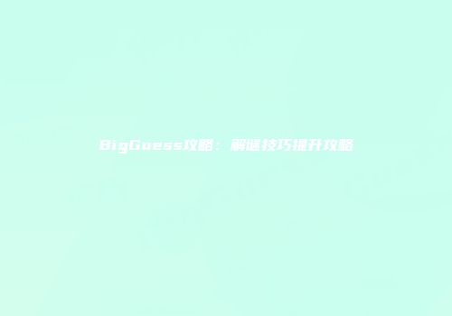 BigGuess攻略：解谜技巧提升攻略
