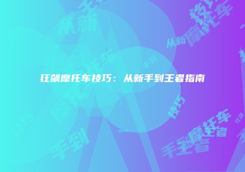 狂飙摩托车技巧：从新手到王者指南