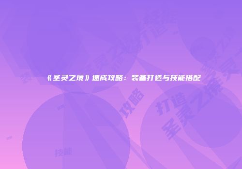 《圣灵之境》速成攻略：装备打造与技能搭配