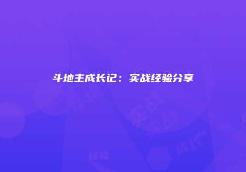 斗地主成长记：实战经验分享