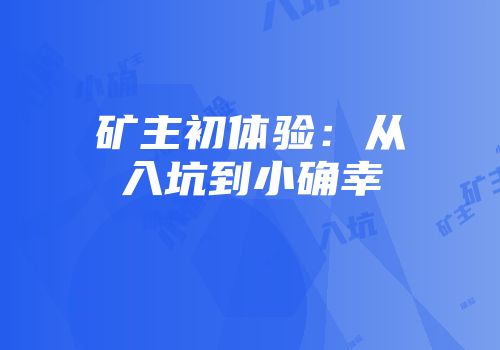 矿主初体验：从入坑到小确幸