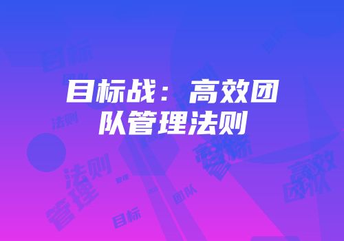 目标战:高效团队管理法则