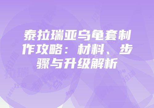 泰拉瑞亚乌龟套制作攻略：材料、步骤与升级解析