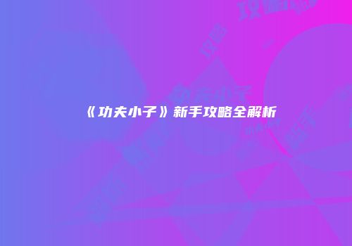 《功夫小子》新手攻略全解析