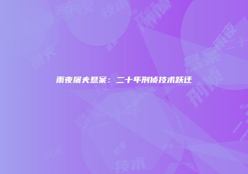 雨夜屠夫悬案:二十年刑侦技术跃迁