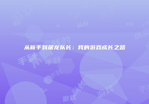 从新手到屠龙队长：我的游戏成长之路