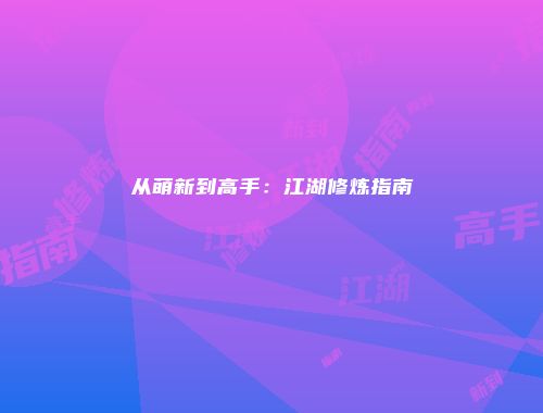 从萌新到高手:江湖修炼指南